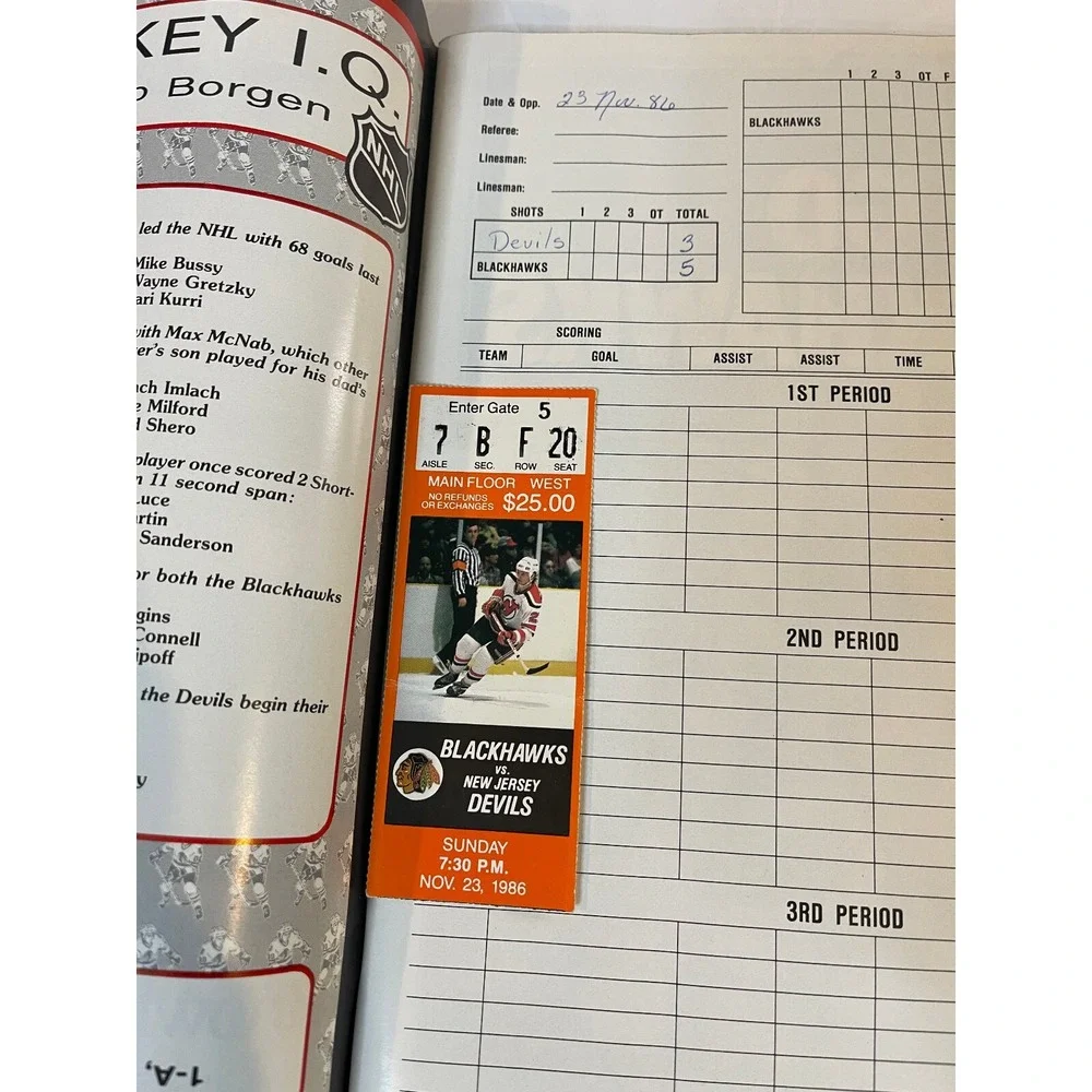 Chicago Blackhawks Goal Program 11-23-1986 Magazine